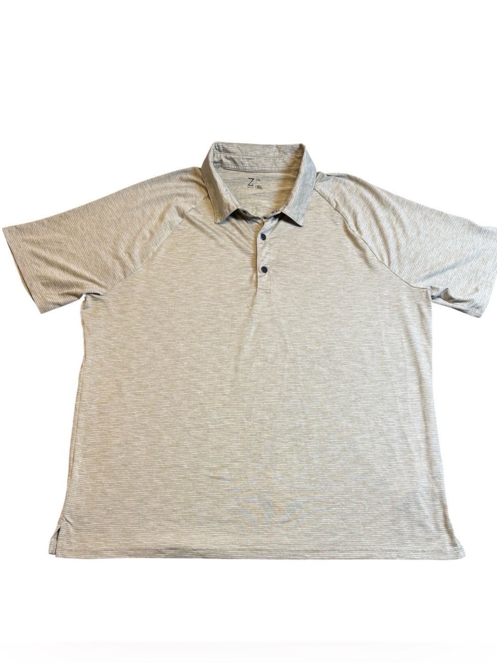 Z by Zella Men's XL Gray Tan Striped Performance Golf Polo Shirt EUC RZ497255